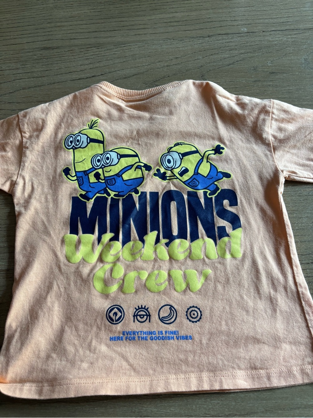 Minions Weekend Crew Graphic Tee - Peach & Yellow ZARA UNISEX 4T